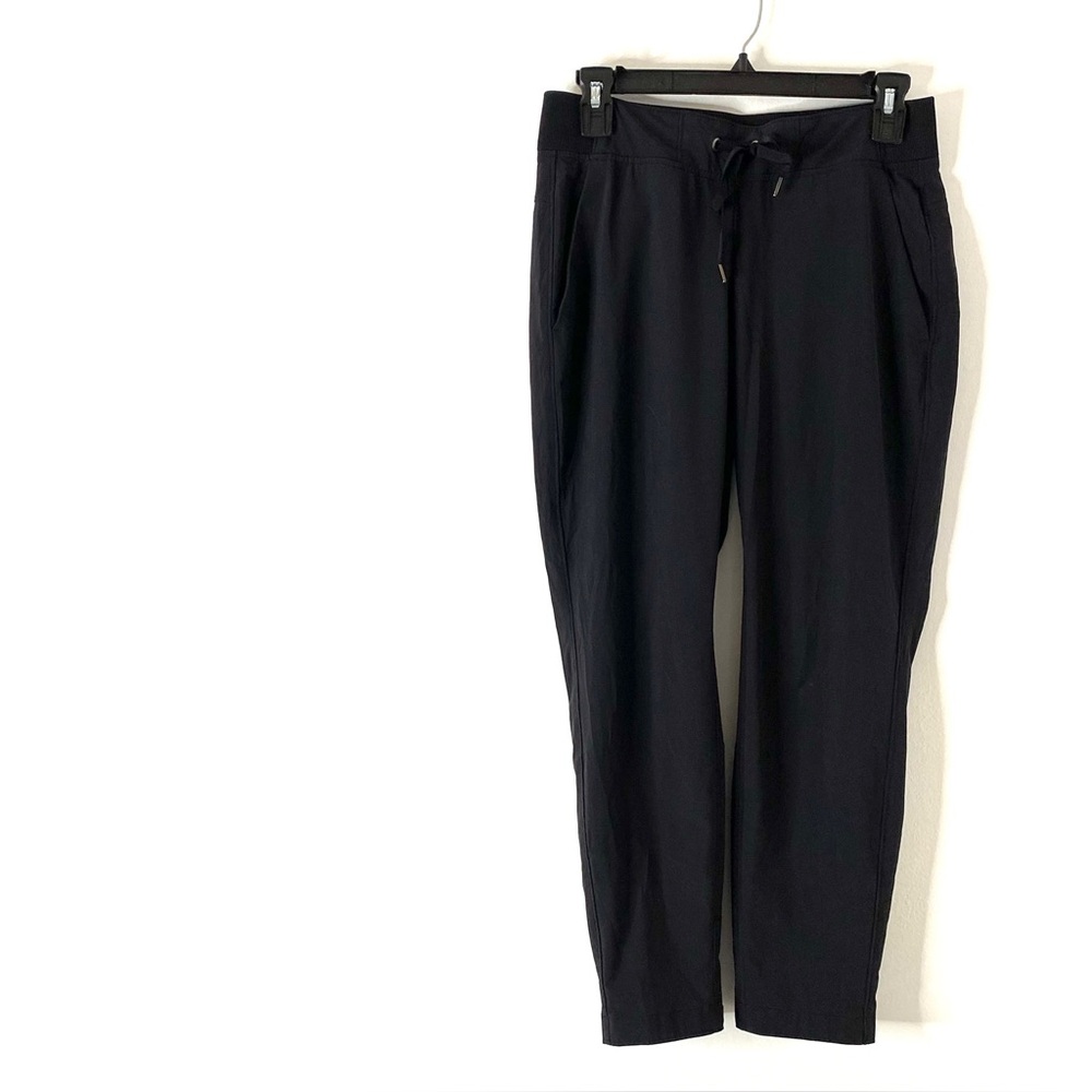 Athleta Black Activewear Jogger Pants Ribbed Waist Drawstring Stretch